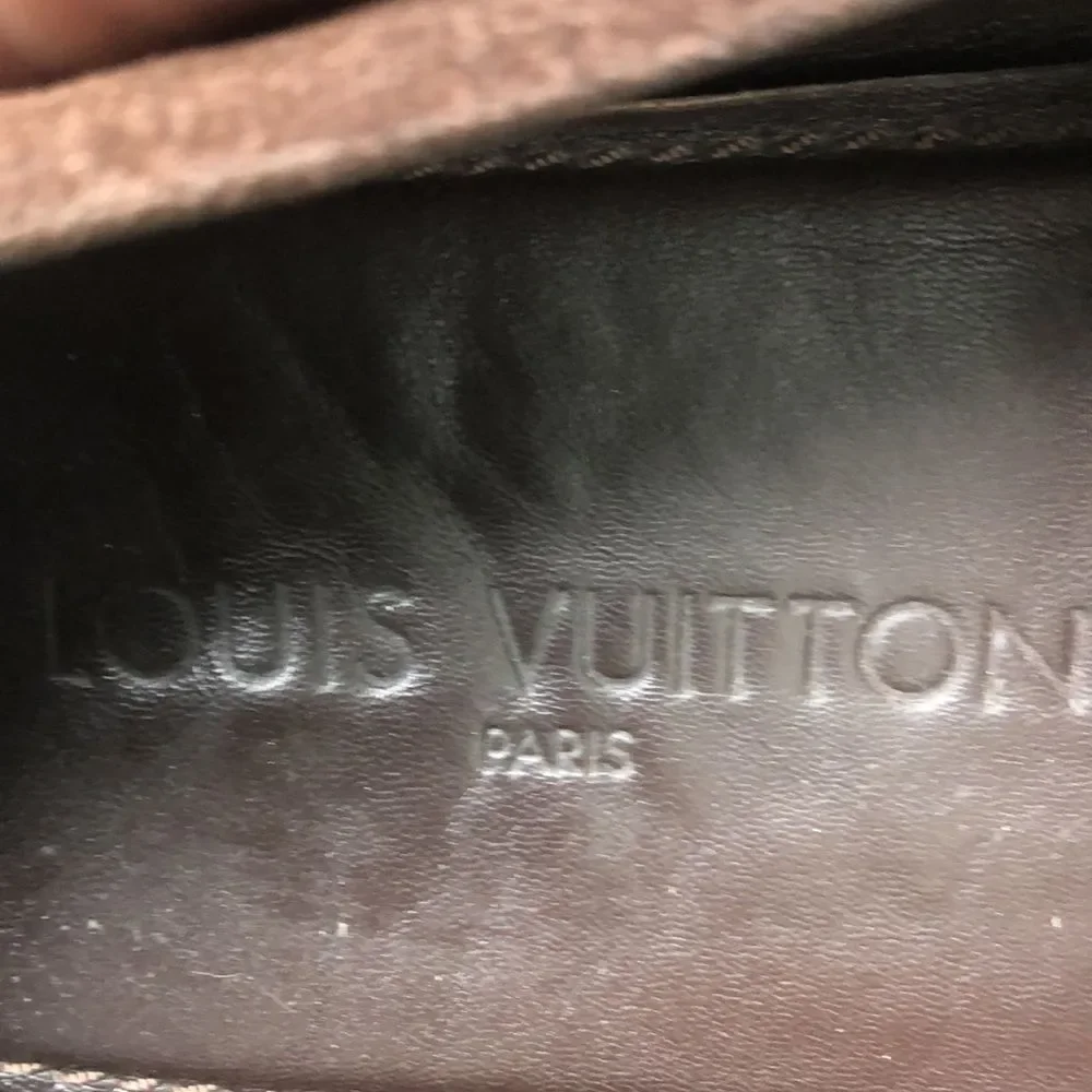 Louis Vuitton suede slip ons